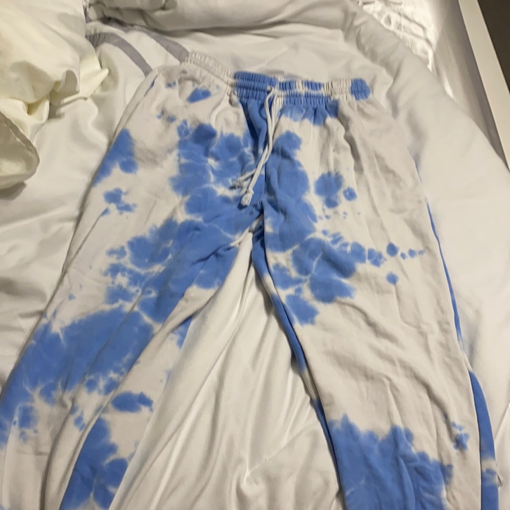 medium adika white and blue marbled joggers